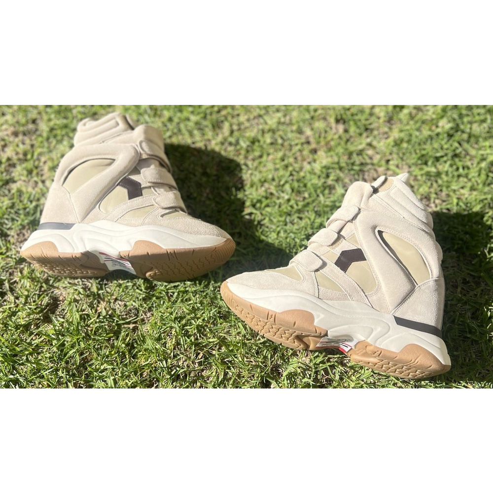 ISABEL MARANT Women’s Balskee High-Top Leather Wedge Sneakers Beige Suede EU 38 - Picture 7 of 12